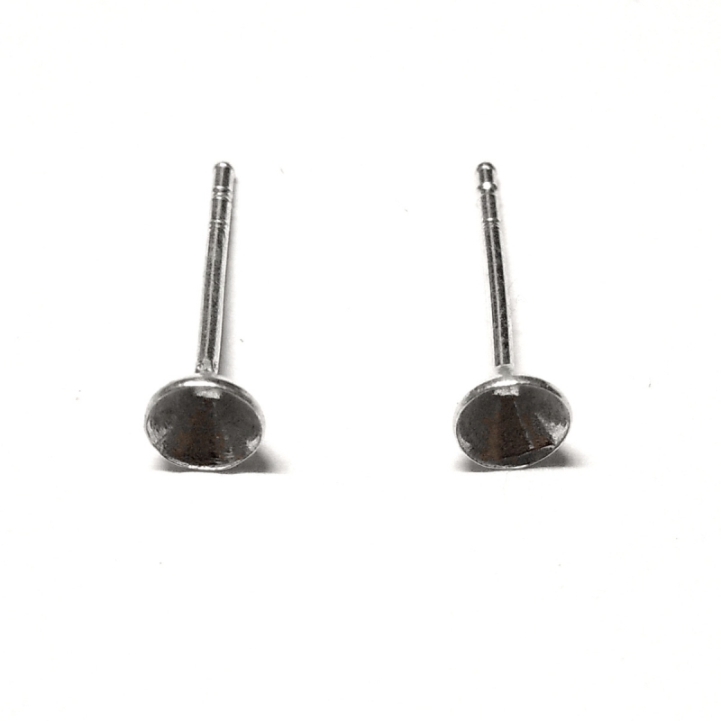 Silver Earring Concave Base 4mm