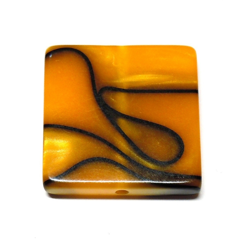 Cuadrado Metacrilato 22mm - Naranja Con Rayas Negras