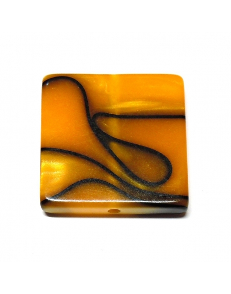 Methacrylate Square 22mm - Orange With Black Stripes