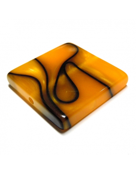 Methacrylate Square 22mm - Orange With Black Stripes