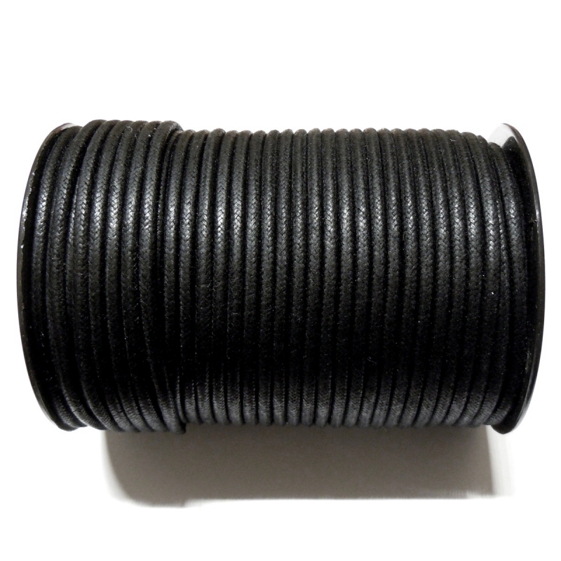 Cotton Waxed Cord 3mm - Black