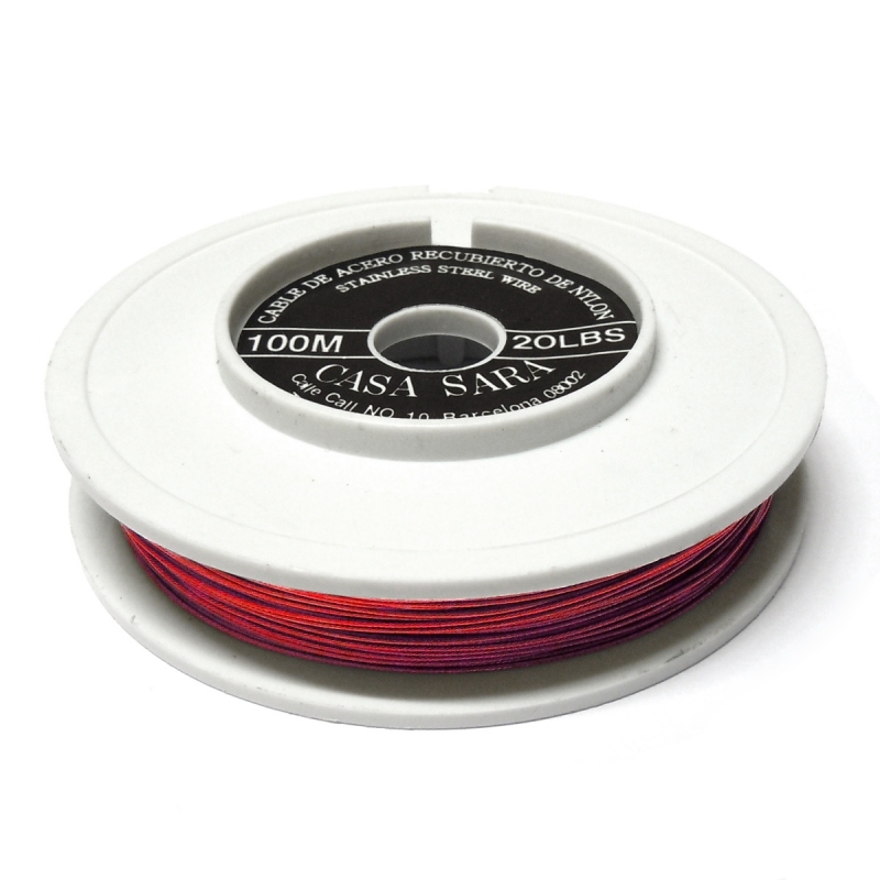 Cable Acero Recubierto De Nylon 0.45mm (20 Lbs) - Rojo