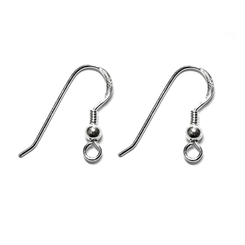 Silver Ear Hook With Spring And Ball