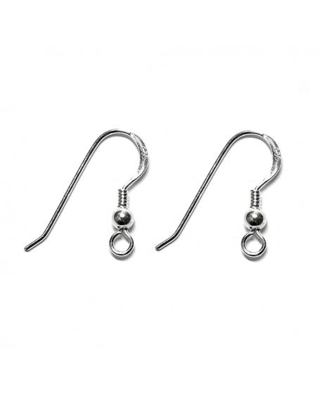 Silver Ear Hook With Spring And Ball