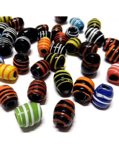Glass Bead Mix - Spiral Olive