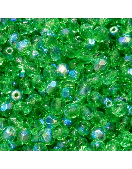 Bola Cristal Facetada 4mm - Verde Medio Transparente Con AB