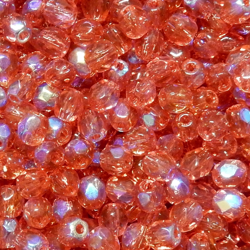 Faceted Glass Ball 4mm - Indian Pink Transparent With AB