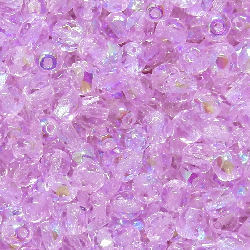Faceted Glass Ball 4mm - Light Purple 1 Transparent With AB