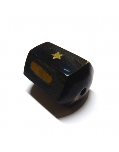 Horn Bead With Brass Inlays
