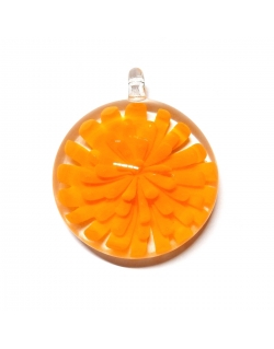 S/RF Glass Pendant With Light Orange Flower