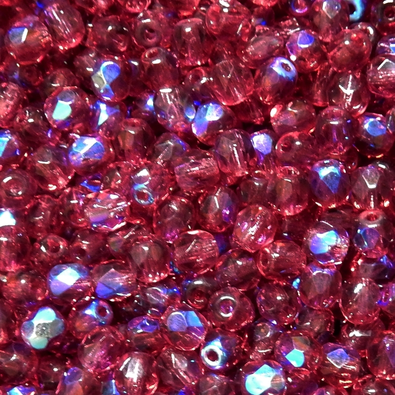 Faceted Glass Ball 4mm - Burgundy Transparent With AB
