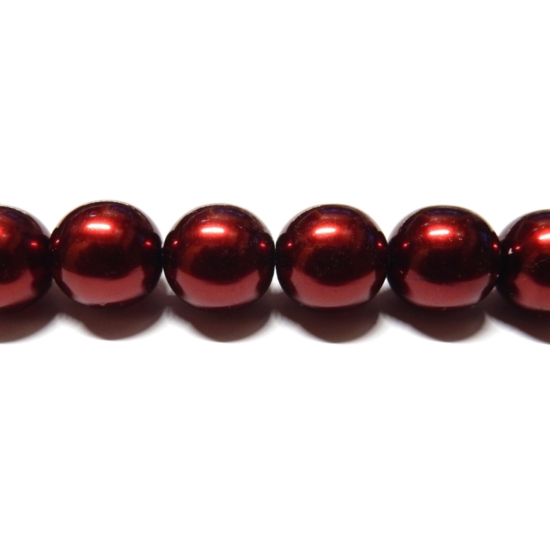 Round Glass Pearls 12mm - Garnet Colour