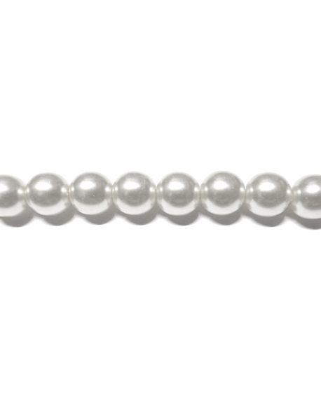 Round Glass Pearls 8mm - White Colour