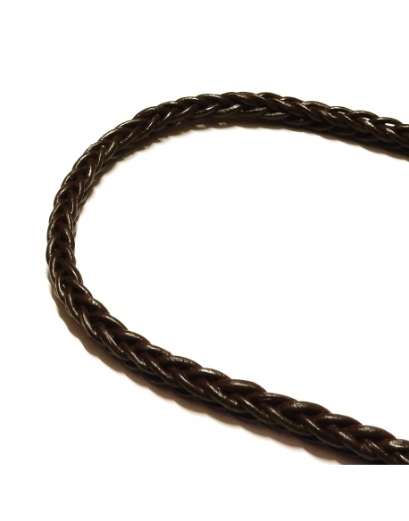 Square Braided Leather Cord 5mm - Dark Brown