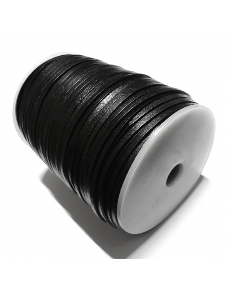 Flat Leather Cord 3mm - Black