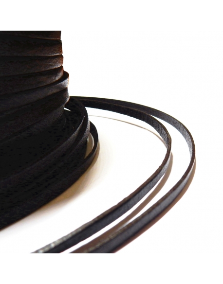 Flat Leather Cord 3mm - Dark Brown