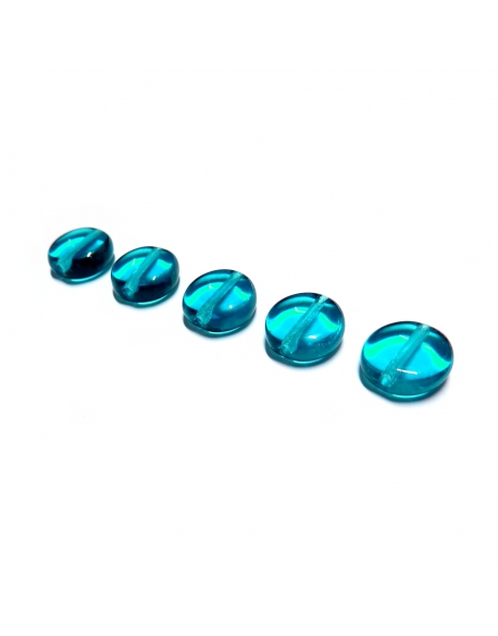 Glass Pill Shaped Bead 8x3mm - Transparent Turquoise