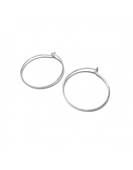 Silver 28mm Round Wire Earrings