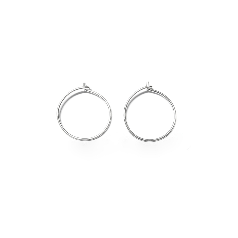 Silver 17mm Round Wire Earrings