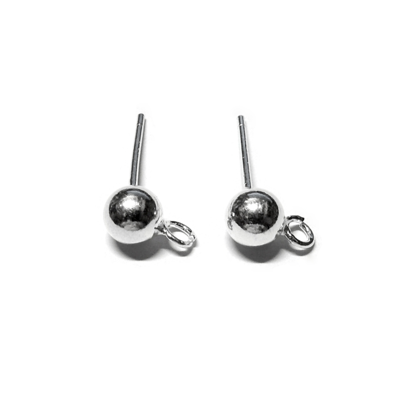 Silver 5mm Ball Earrings With Ring