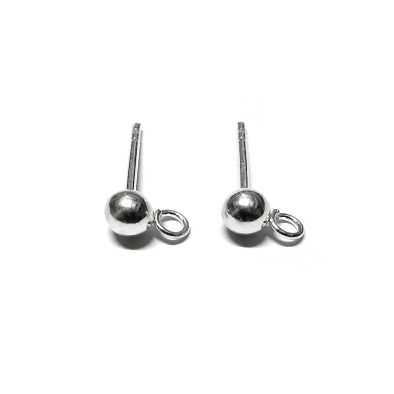 Silver 4mm Ball Earrings With Ring