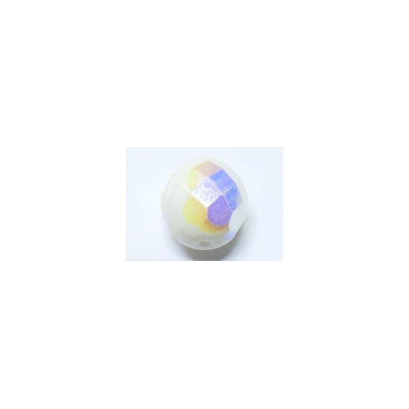 Faceted Glass Ball 6mm - Opaque White AB